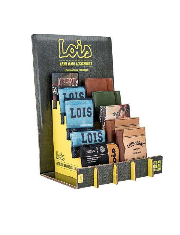 Pack 10 Carteras Estamp.Juvenil+Exp de hombre Lois Packs Billeteros+Expositor Lois en 