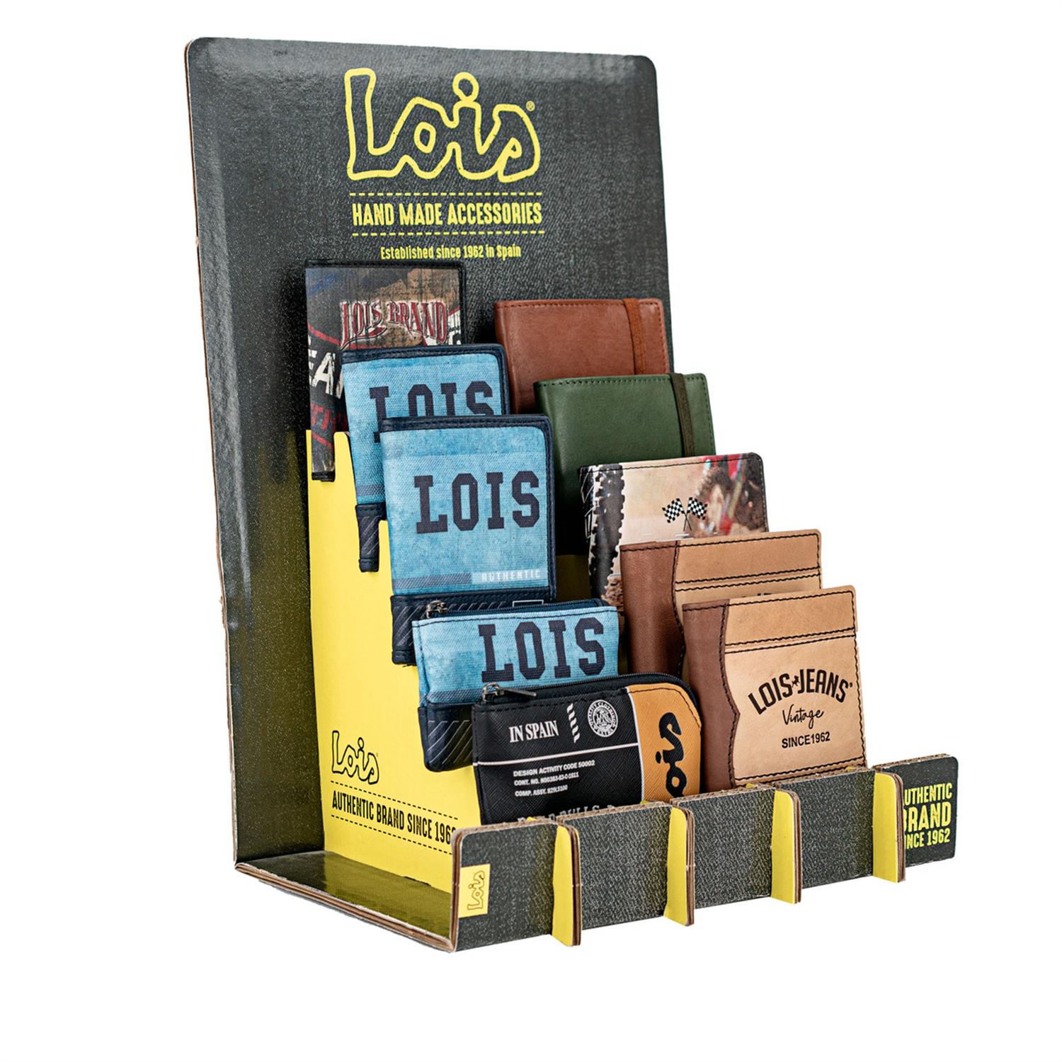 Pack 10 Carteras Estamp.Juvenil+Exp de hombre Lois Packs Billeteros+Expositor Lois en 