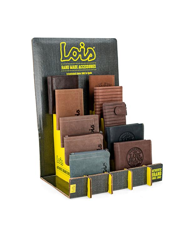 Pack 10 Carteras Piel Lois+Expos de hombre Lois Packs Billeteros+Expositor Lois en 